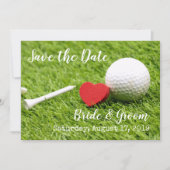 Golf Save the Date mit Golfball und Tee & Liebe (Vorderseite)