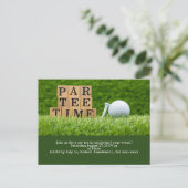 Golf Save the Date mit Golfball und Tee Postkarte (Stehend Vorderseite)