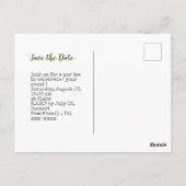 Golf Save the Date mit Golfball und Tee Postkarte (Rückseite)