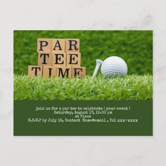 Golf Save the Date mit Golfball und Tee Postkarte (Vorderseite)