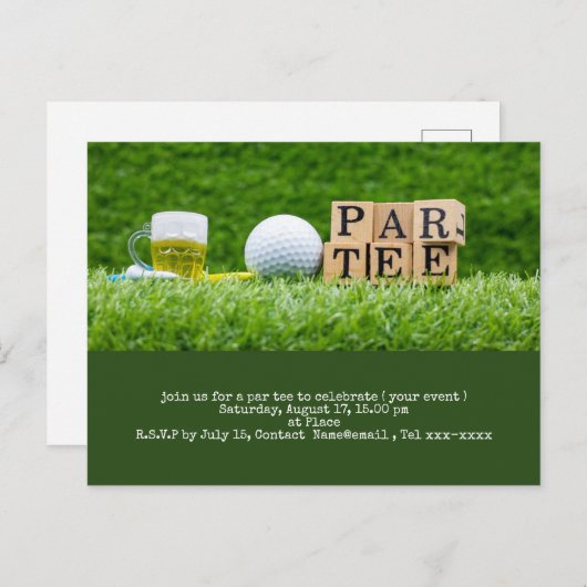 Golf Save the Date mit Golfball und Tee Postkarte (Vorne/Hinten)
