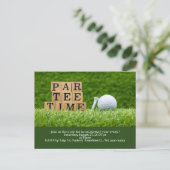 Golf Save the Date mit Golfball und Tee Postkarte (Stehend Vorderseite)