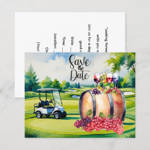 Golf Save the Date mit Golfbälle auf grünem Gras Einladung