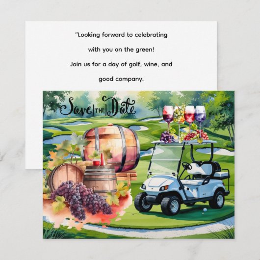 Golf Save the Date mit Golfbälle auf grünem Gras Einladung (Vorne/Hinten)