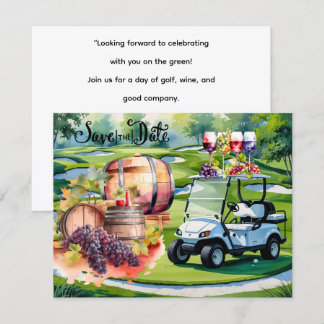 Golf Save the Date mit Golfbälle auf grünem Gras Einladung