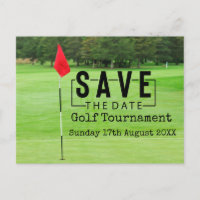 Golf Save the Date mit Golfflagge auf grün