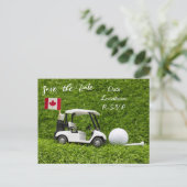 Golf Save the Date mit Golfwagen Flagge Kanadas Postkarte (Stehend Vorderseite)