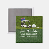 Golf Save the Date mit Warenkorb und Flagge Austra Magnet (Vorderseite/Rückseite)