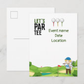 Golf Save the Date Par T-Shirt Einladungspostkarte (Vorne/Hinten)