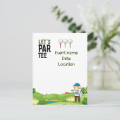 Golf Save the Date Par T-Shirt Einladungspostkarte (Stehend Vorderseite)