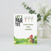 Golf Save the Date Par T-Shirt mit Sloth lustig Postkarte (Stehend Vorderseite)