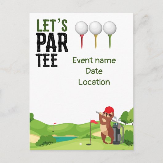Golf Save the Date Par T-Shirt mit Sloth lustig Postkarte (Vorderseite)