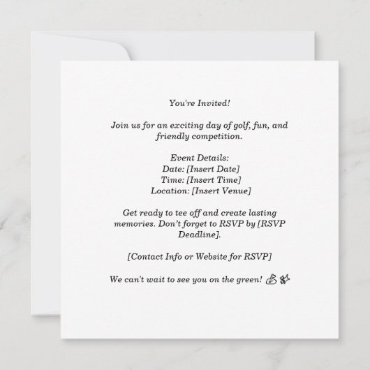Golf Save the Date Party für Golfer Party Einladung (Rückseite)