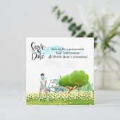 Golf Save the Date Party für Golfer Party Einladung (Stehend Vorderseite)