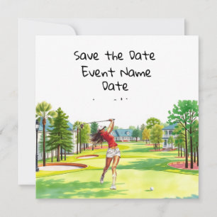 Golf Save the Date-Party für Golferinnen-Party Einladung