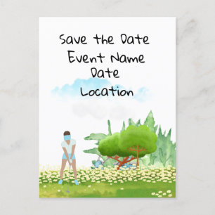 Golf Save the Date-Party für Golferinnen-Party Einladungspostkarte