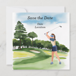Golf Save the Date Party Golferin Einladung