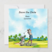 Golf Save the Date Party mit Golfer Einladung (Vorderseite)
