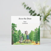 Golf Save the Date Party mit Golfer Einladung (Stehend Vorderseite)