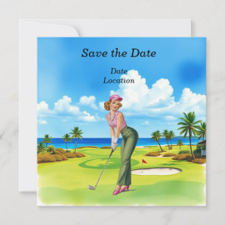 Golf Save the Date Party mit Golfer Einladung