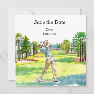 Golf Save the Date Party mit Golfer Einladung