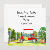 Golf Save the Date Party mit Golfwagen Einladung (Vorne/Hinten)