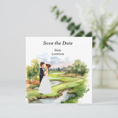 Golf Save the Date Wedding Party Einladung (Stehend Vorderseite)