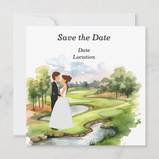 Golf Save the Date Wedding Party Einladung (Vorderseite)