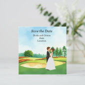 Golf Save the Date Wedding Party Einladung (Stehend Vorderseite)