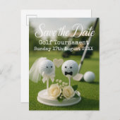 Golf Save the date wedding themed for golfer  Ankündigungspostkarte (Vorne/Hinten)