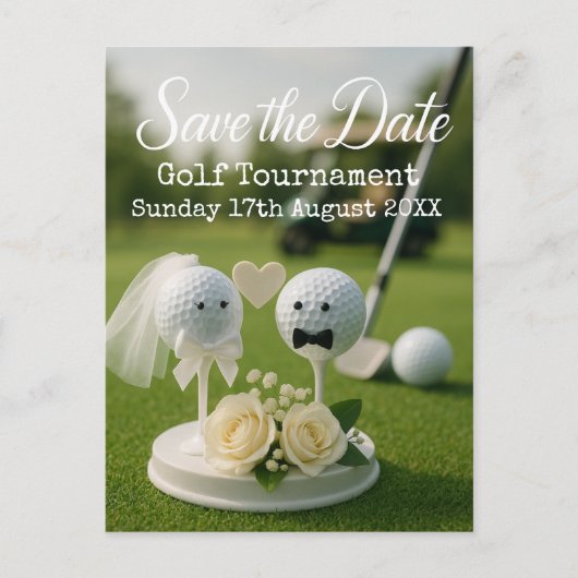 Golf Save the date wedding themed for golfer Ankündigungspostkarte (Vorderseite)