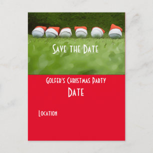 Golf Save the Date Weihnachts Party Golf Ball Sant Postkarte
