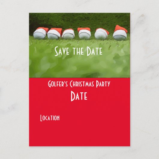 Golf Save the Date Weihnachts Party Golf Ball Sant Postkarte (Vorderseite)