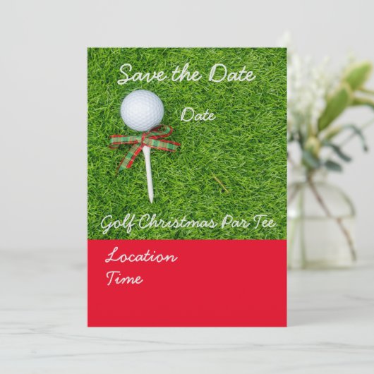 Golf Save the Date zu Weihnachten mit Golfball Einladung (Stehend Vorderseite)