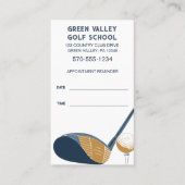 Golf School Golf Lesson Tee Time Reminder Visitenkarte (Vorderseite)