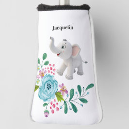 Golf-Schutzhülle Weißer Elefant Floral Golf Headcover