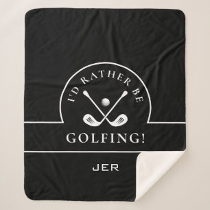 Golf Schwarz & Weiß Lieber Golfen Monogramm Sherpadecke