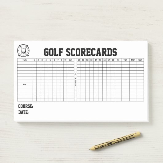 Golf Scorecards Post-it Klebezettel (Auf Schreibtisch)