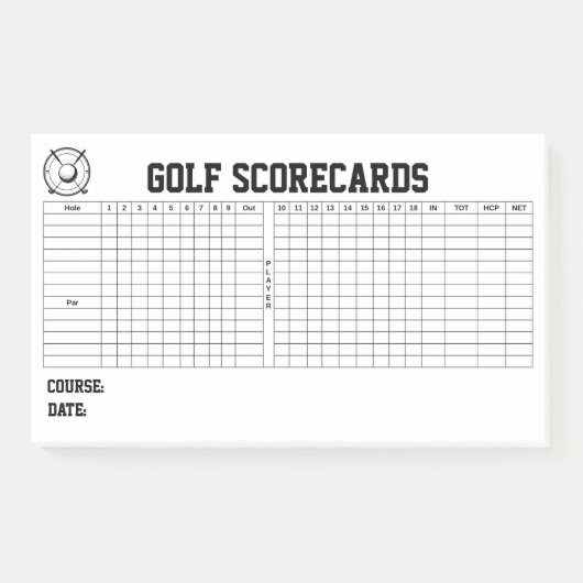 Golf Scorecards Post-it Klebezettel (Vorderseite)