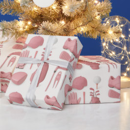 Golf Set Ausrüstung rosa Thema für Lady Golfer Geschenkpapier
