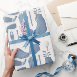 Golf Set der Ausrüstung für Junge Blue themed Geschenkpapier