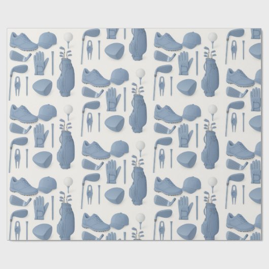 Golf Set der Ausrüstung für Junge Blue themed Geschenkpapier (Flach)