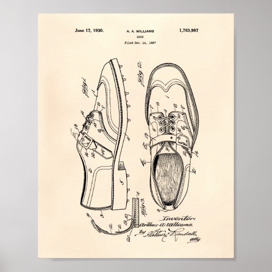 Golf Shoe 1927 Patentart - Alter Peper Poster (Vorne)