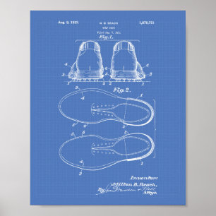 Golf Shoe 1932 Patentart - Blueprint Poster