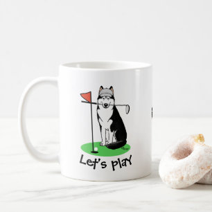 Golf Siberischer Husky (schwarz) Hund Niedliches S Kaffeetasse