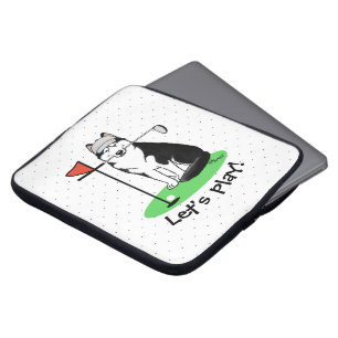 Golf Siberischer Husky (schwarz) Hund Niedliches S Laptopschutzhülle