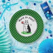 Golf Siberischer Husky (schwarz) Hund Niedliches S Pappteller (Party)