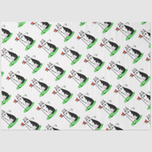 Golf Siberischer Husky (schwarz) Hund Niedliches S Seidenpapier