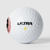 Golf Silhouette, Female, Name, On Red Golfball (Logo)