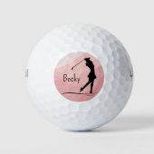 Golf Silhouette, Female, Name, On Red Golfball (Vorderseite)